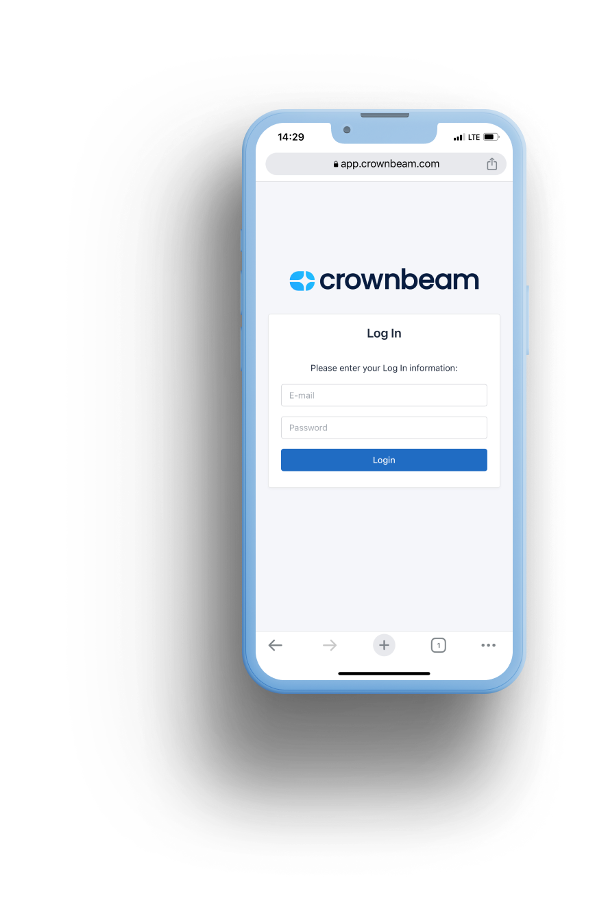 Crownbeam Login Page on iPhone